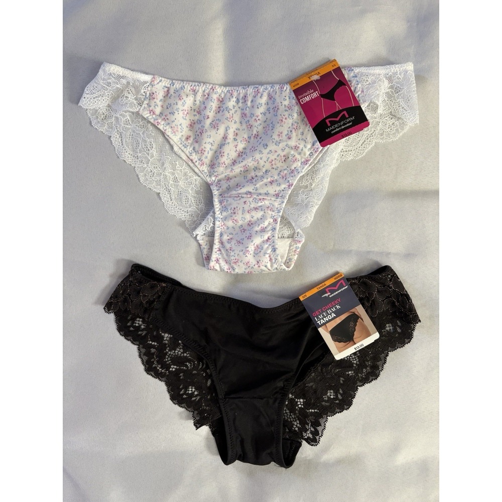 NEW Maidenform Tanga Panties Lace 40159 Maidenform Panty 2 Pair Women's Small 5